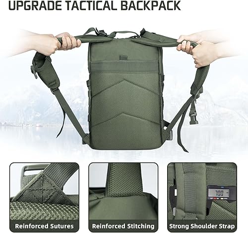 Miniatura 4 de Mochila táctica Bolsa de cierre militar, Verde04, Senderismo táctico Camping