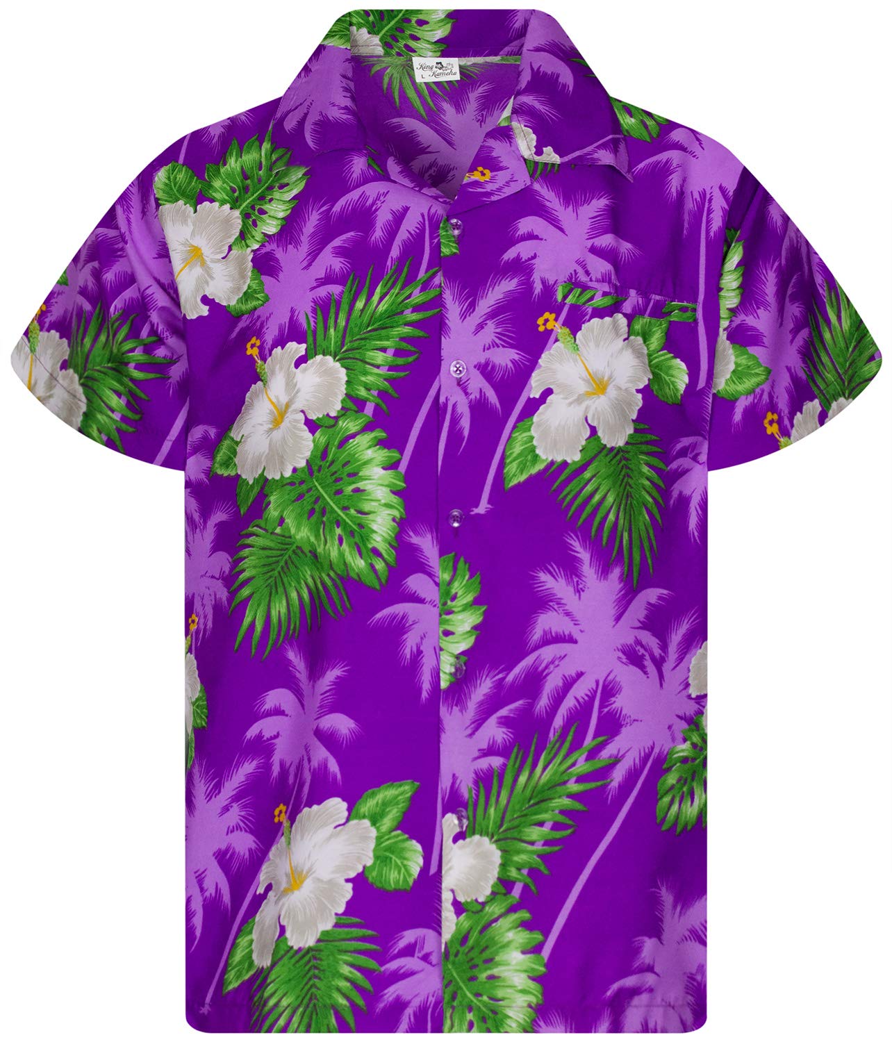 King Kameha Funky - Camisa Hawaiana para niños, niñas, Manga Corta, Bolsillo Frontal, Estampado Hawaiano, Unisex, diseño de Flores pequeñas