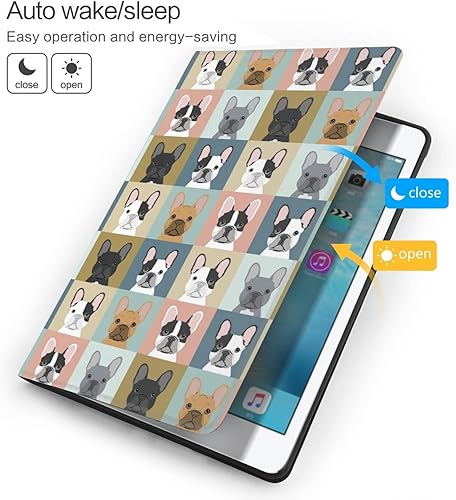 Miniatura 3 de Funda de Bulldog francés para iPad de 10.2 pulgadas, funda para iPad de 789 generación, funda de piel sintética de alta calidad, con función de