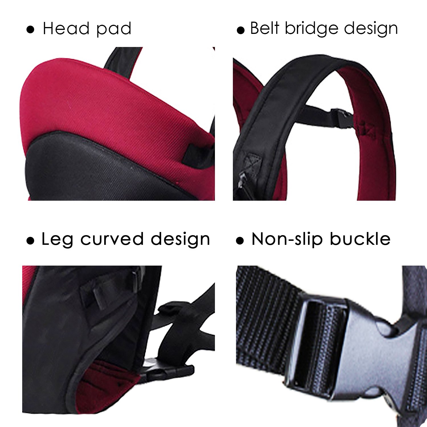 SONARIN Nuova Marsupio Neonati,Sicura e Comoda,rinforzata in posizione ergonomica, portatile traspirante multifunzionale all-season,varietà di posizione, il miglior regalo per bambini(Rosso scuro)