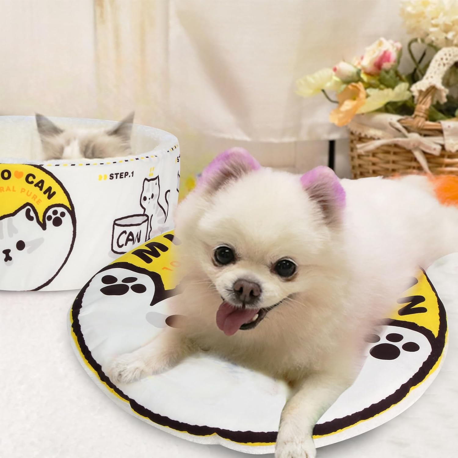 寵幸 Ramen Noodle Dog & Cat Bed,Keep Warm and Super Soft Creative Pet Nest for Indoor Cats,Removable Washable Cushion for Small Medium Large Dogs and Cats