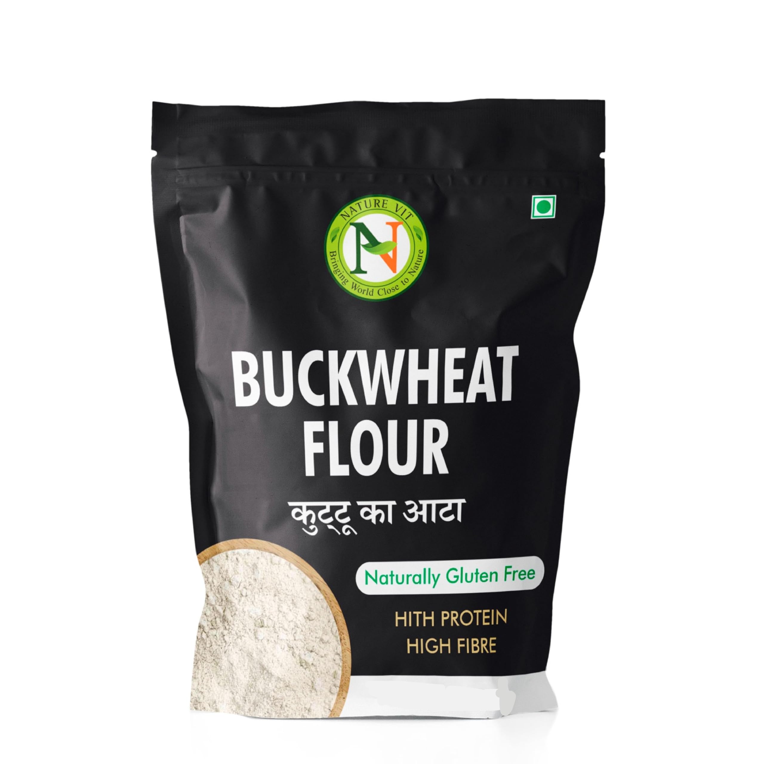 NatureVit Buckwheat Flour, 5 kg | Gluten-Free Easy Digestion Stone-Ground, High in Fiber & Protein – Perfect for Baking, Pancakes Crepes & Healthy Recipes