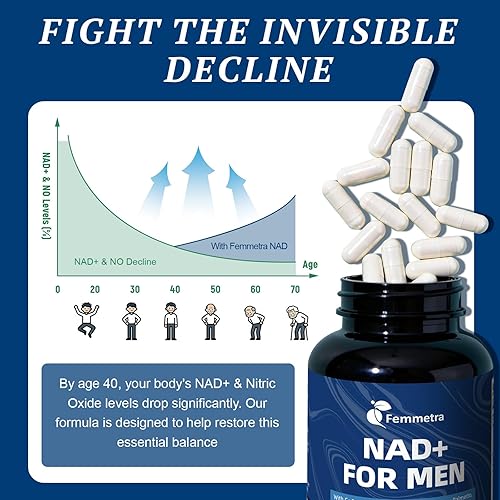 Miniatura 5 de Suplementos NAD+ para hombres con palma enana americana Energía celular todo en uno, apoyo de próstata y suplemento de óxido nítrico con