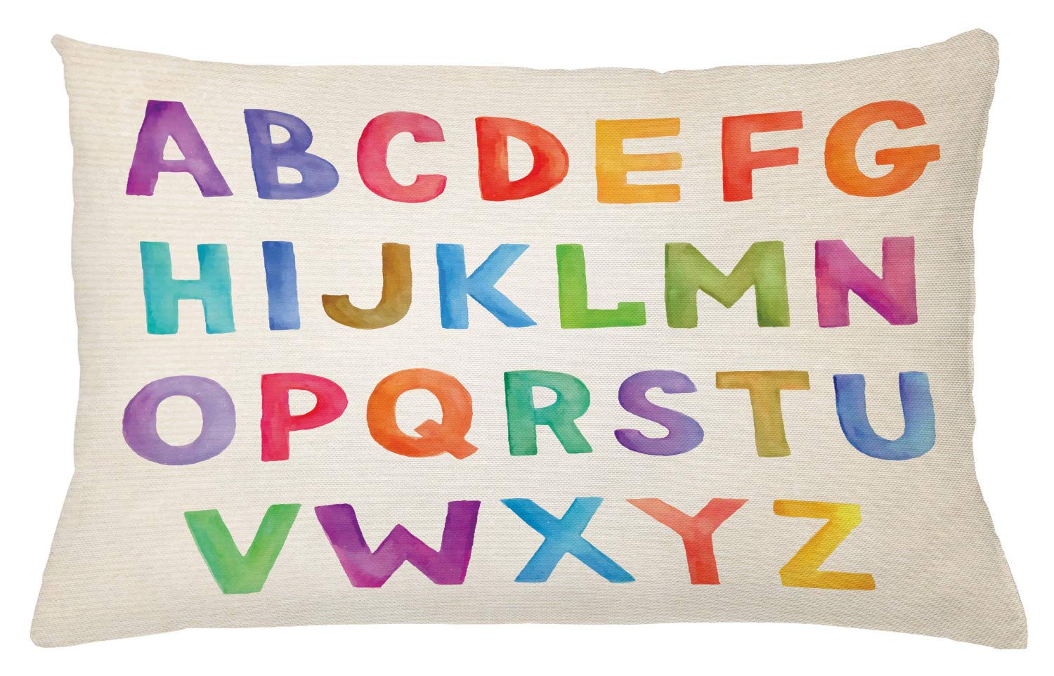 ABAKUHAUS Federa Per Cuscino 65x40 Cm Con Lettere ABC - Copricuscino Quadrato In Poliestere Con Cerniera, Multicolore Salmone