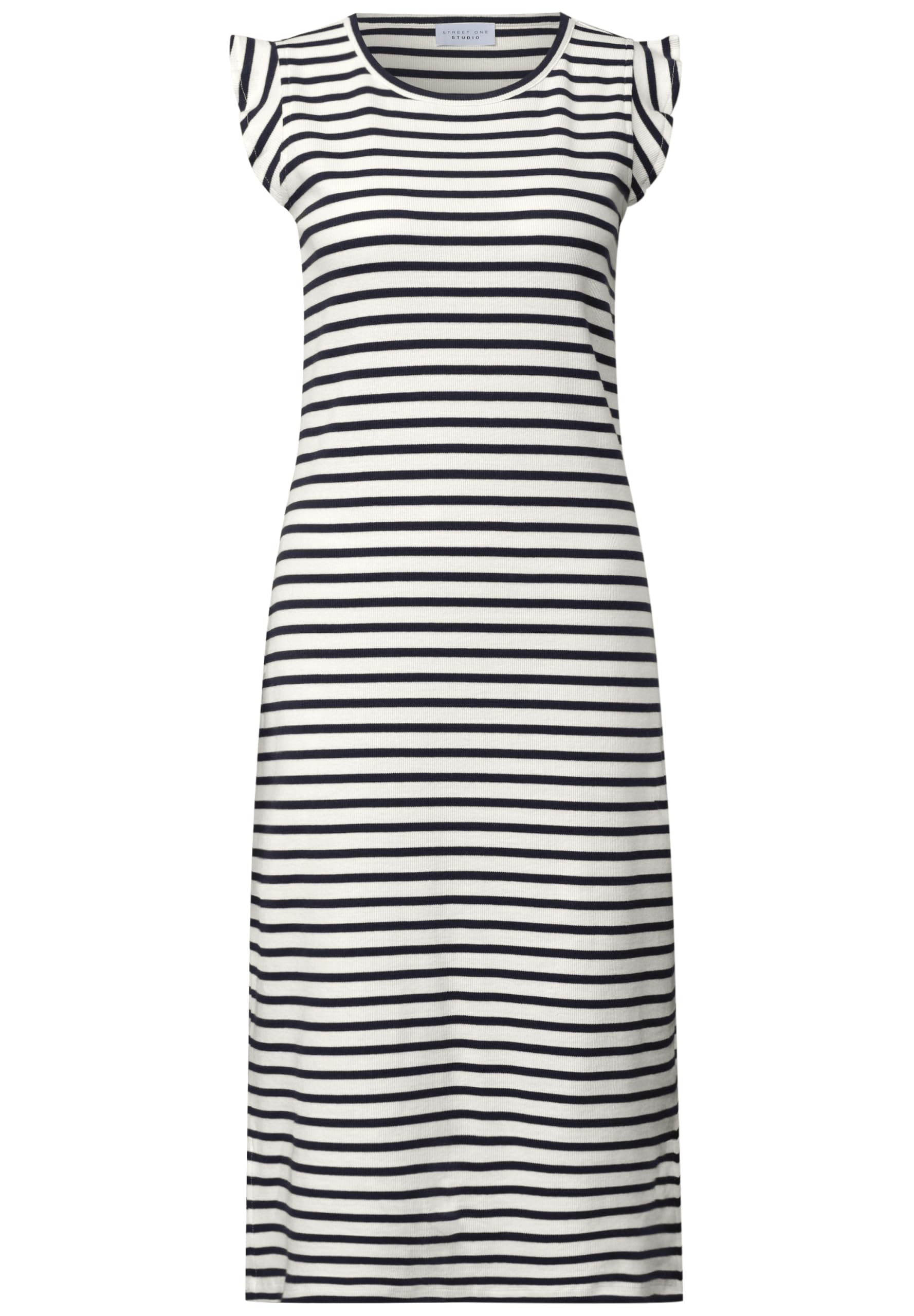 Street One Studio Damen 1409403 Midi-Kleid mit Rundhals und Streifen (1er Pack)
