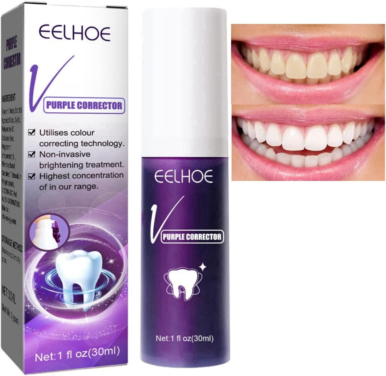 Purple Toothpaste Whitening,Tooth Whitening Toothpaste,Purple Teeth
