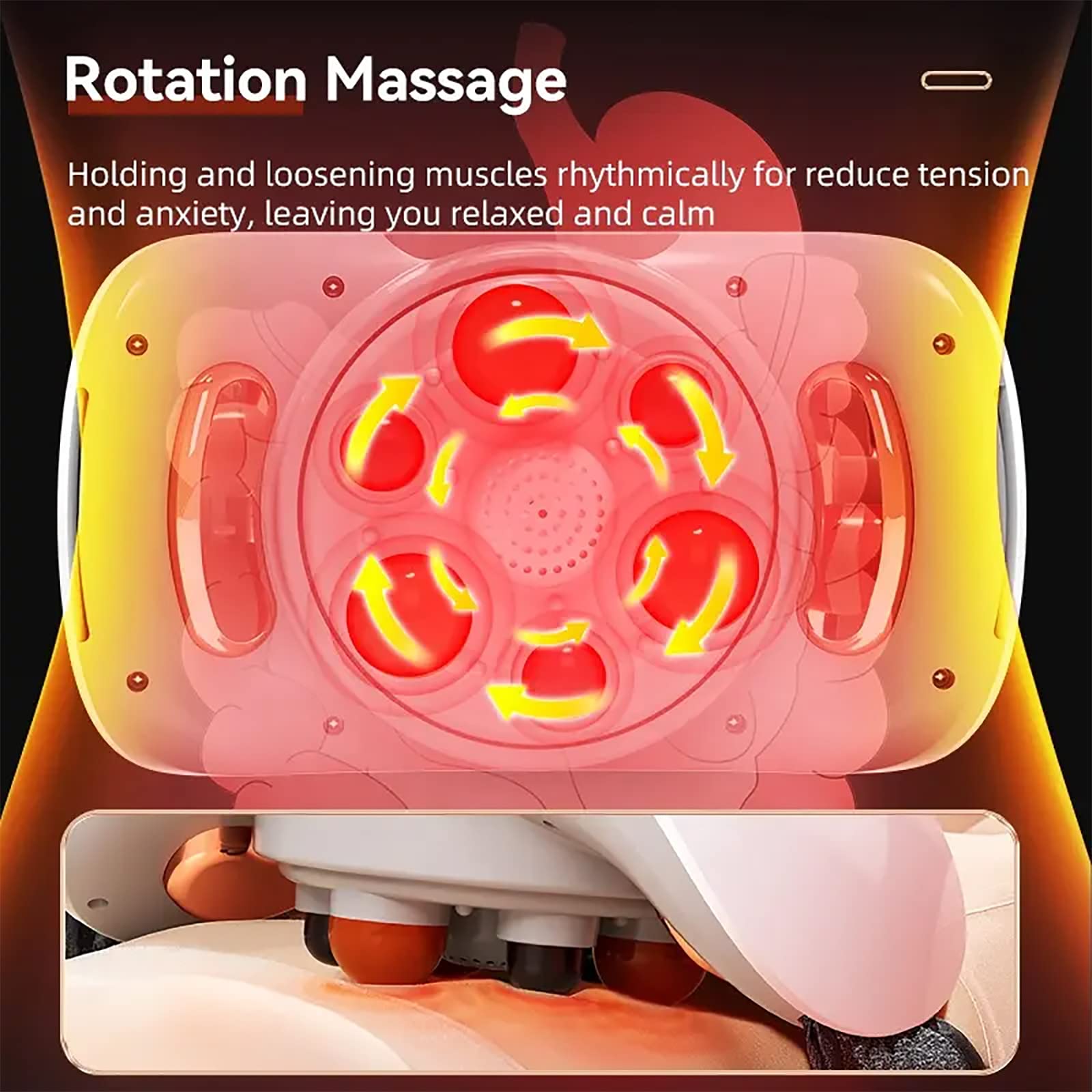 Massaggiatore Addominale, Cintura Elettrica, Massaggiatore Cordless per Pancia con 3 modalità di Massaggio, Riscaldamento Rapido ON/off, a Pagamento, per Cure Gastrointestinali