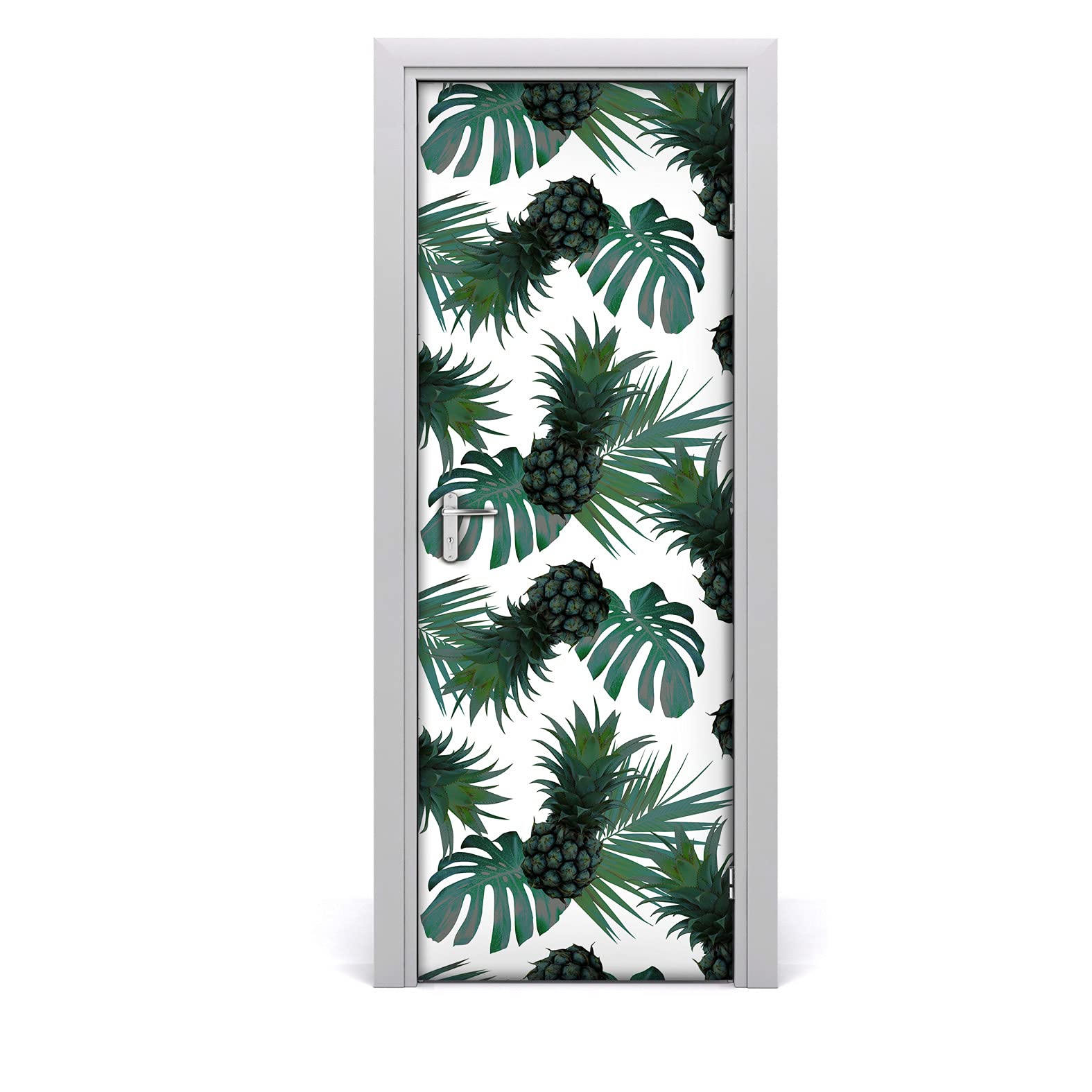Mural feuilles d'ananas autocollant de porte et revêtement adhésif 77x200