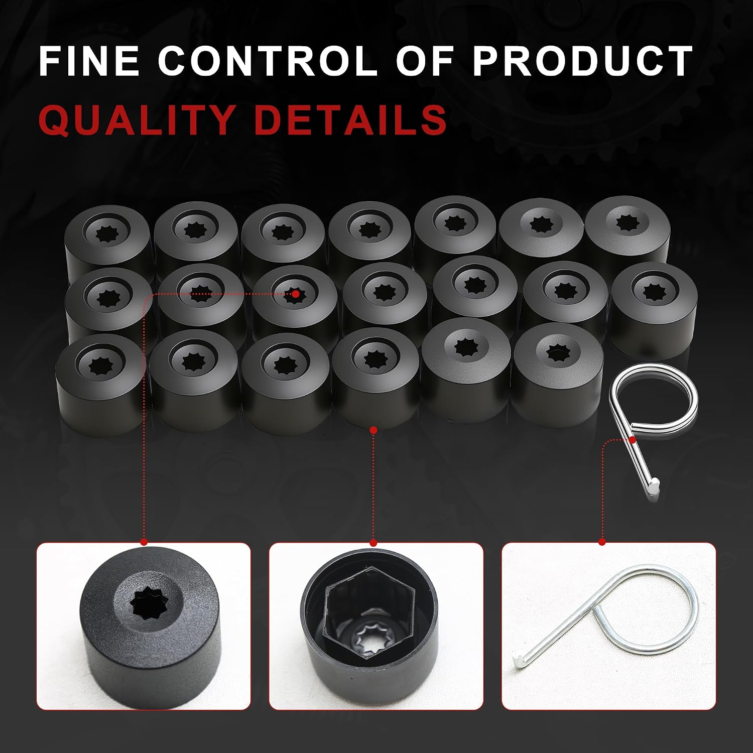 6X0601173A 1K0601173A9B9 Wheel Lug Nut Cover Locking Caps with Removal Tool Kit Compatible with VW Beetle Golf Jetta Passat R32 GTI Rabbit Phaeton 1997-2010