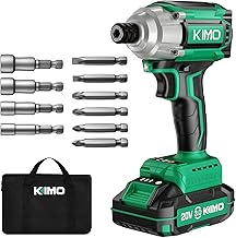 KIMO Impact Wrench, Electric Impact Wrench, Rechargeable, 20 V, 4000 mAh Battery, Cordless Transmission, Automatic Shut-off Mode, Tire Replacement, 7 Sockets, Forward and Reverse Switching, Maximum