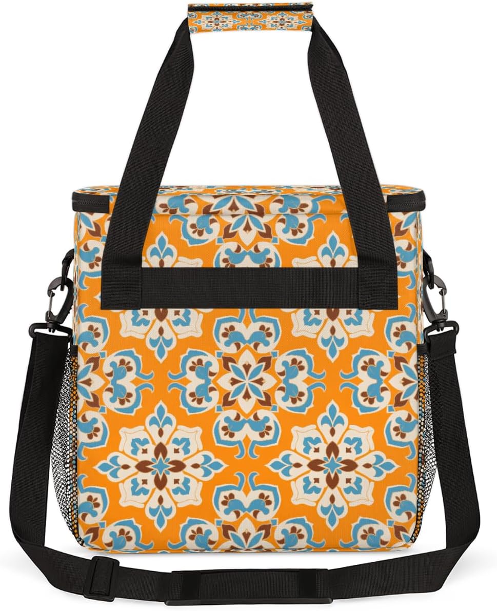 Orange Tile Portable Coffee Maker Carrying Bag Compatible with Keurig K-Mini or K-Mini Plus - Travel Storage Tote with K-Cup Pod Pockets for Single Serve Coffee Brewer