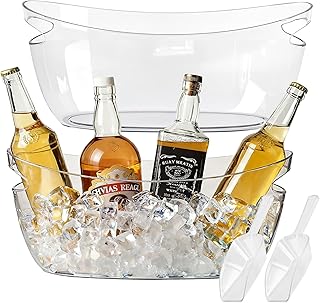 2-Pack Ice Buckets for Parties - Extra Large 5.5L Clear Beverage Tubs with Scoops, Perfect for Champagne, Beer, Sparkling Wine, and Cocktails - Mimosa Bar Essentials