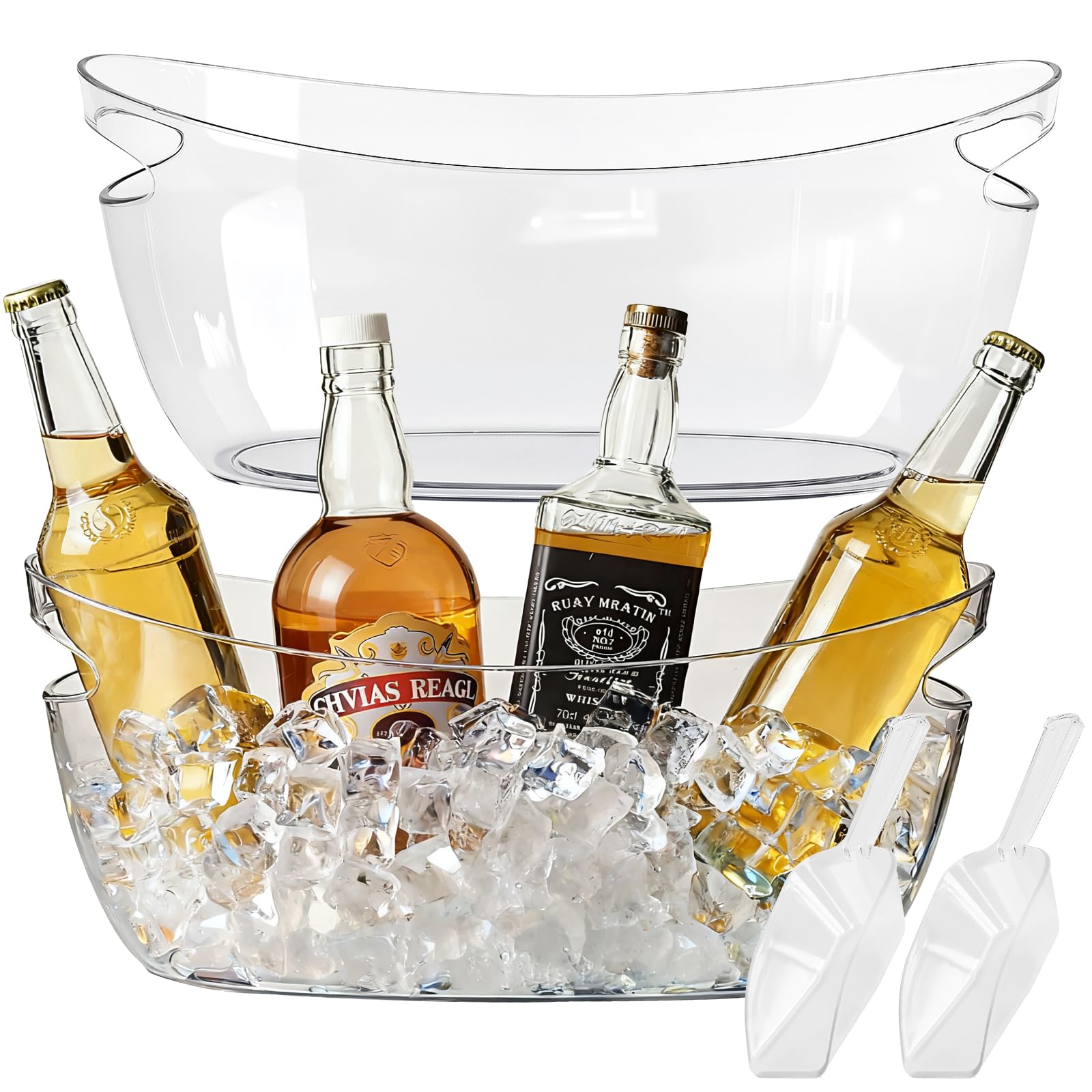 1Zizifa8 Clear 2-Pack Ice Buckets For Parties - Extra Large 5.5L Beverage Tubs With Scoops, Perfect For Champagne, Beer, Sparkling Wine, And Cocktails - Mimosa Bar Essentials