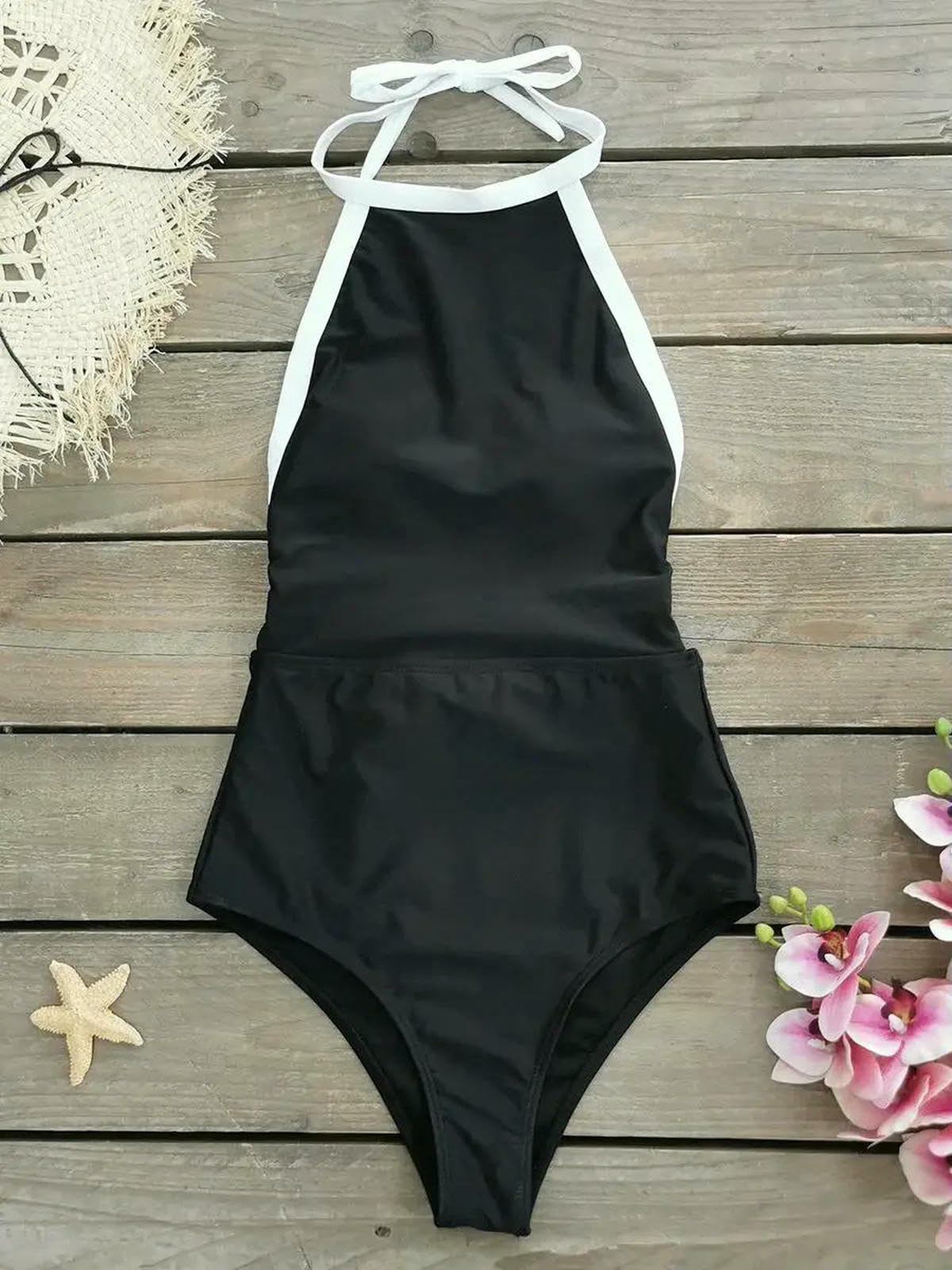Costume da Bagno Intero Donna, Monokini Push Up A Vita Alta, Sportivo Lusinghiero-1-s