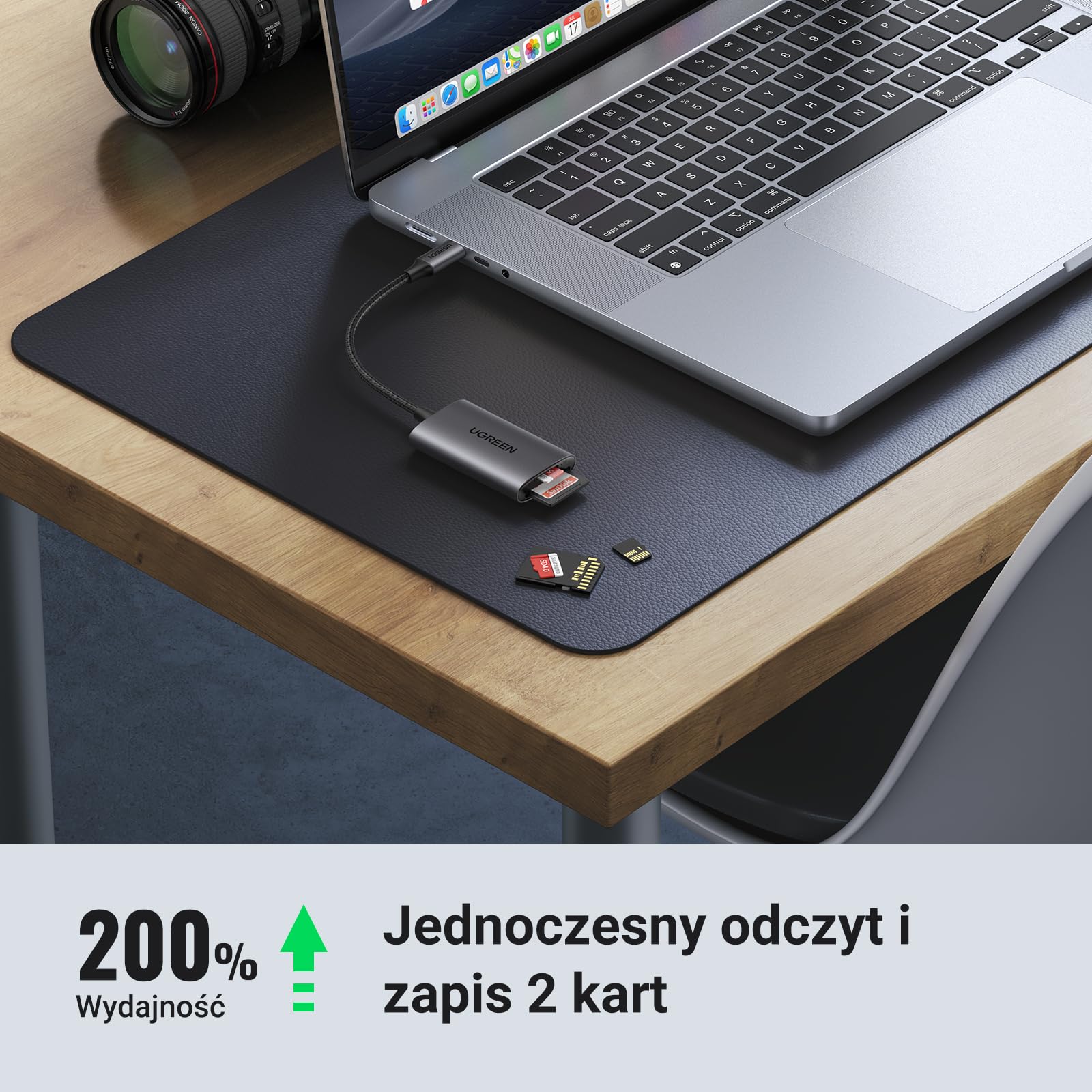 UGREEN USB C Czytnik kart SD 4.0 Czytnik kart USB C 2 w 1 Adapter Micro SD OTG Aluminium Kompatybilny z Galaxy S23, iPad Pro, MacBook Pro, Surface pro/Surface Book itp. | 312MB/s Super Speed SD Card Reader jednoczesny odczyt i zapisu kompatybilny z iPhone