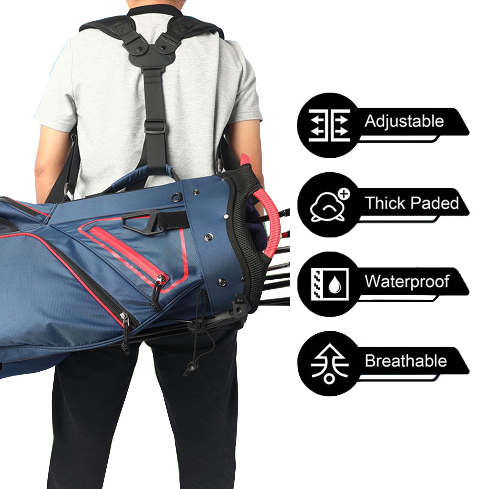 Bequemer Golftaschen Schultergurt Verstellbare Doppelte Schultergurte Rucksack Tragegurt Golftaschen Zubehör Golftaschen Schultergurt Bequem