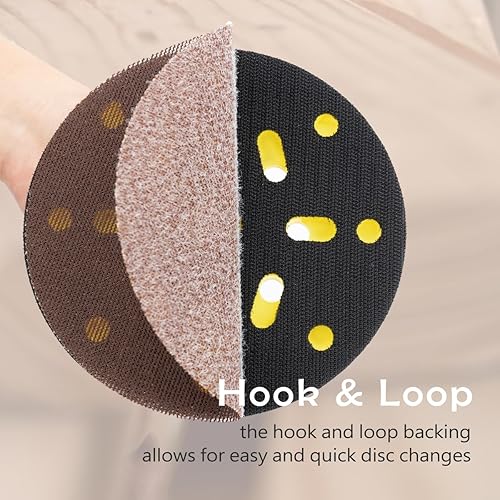 Miniatura 5 de Discos de lijado de malla de 5 pulgadas y 6 pulgadas, 35 discos de lijado de gancho y bucle, sin polvo, ideales para metal, madera, compuestos,