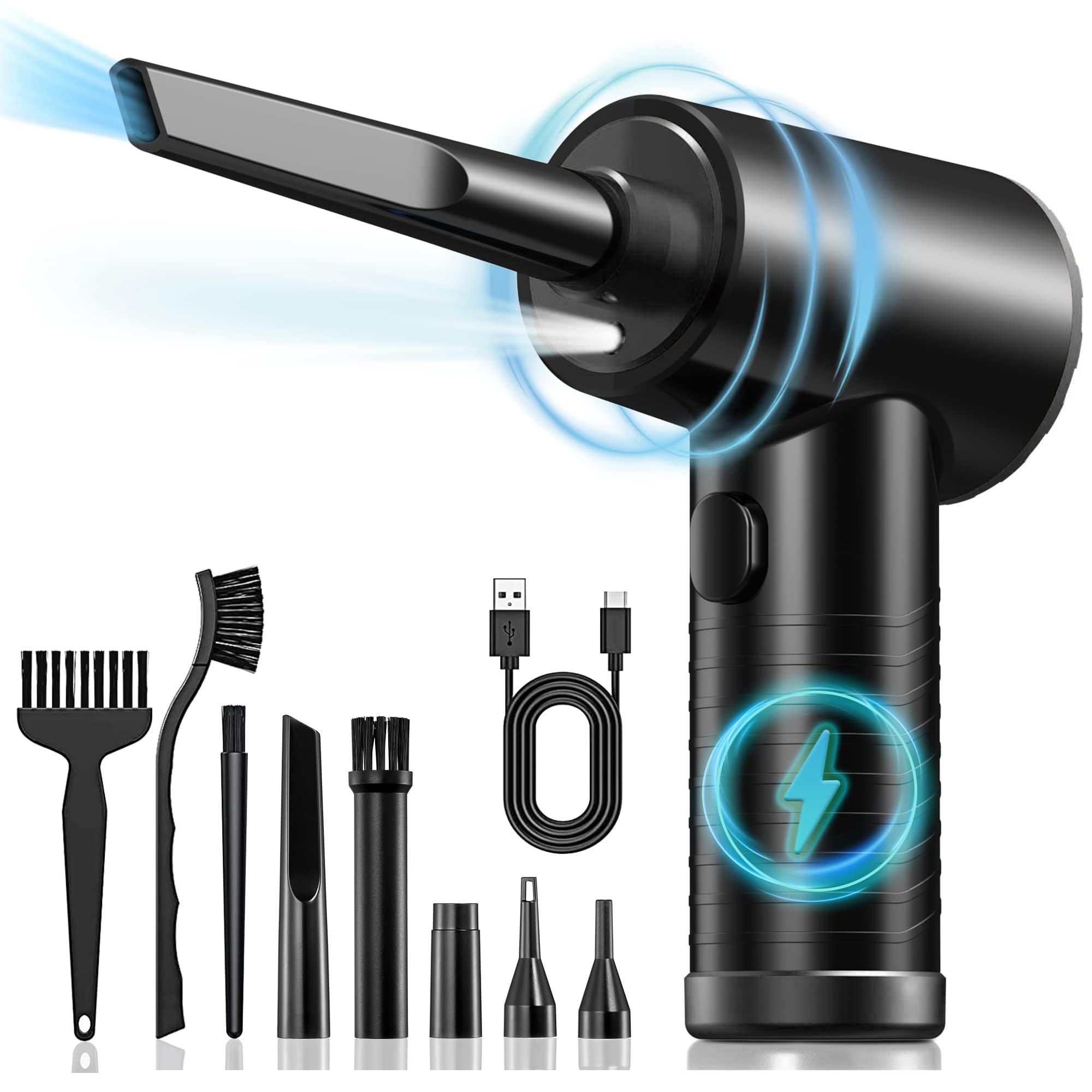 Compressed Air Duster, 130000RPM Electric Air Duster Replaces Compressed Air Cans, 3 Speed, Cordless Air Blower for Cleaning Computer Keyboard