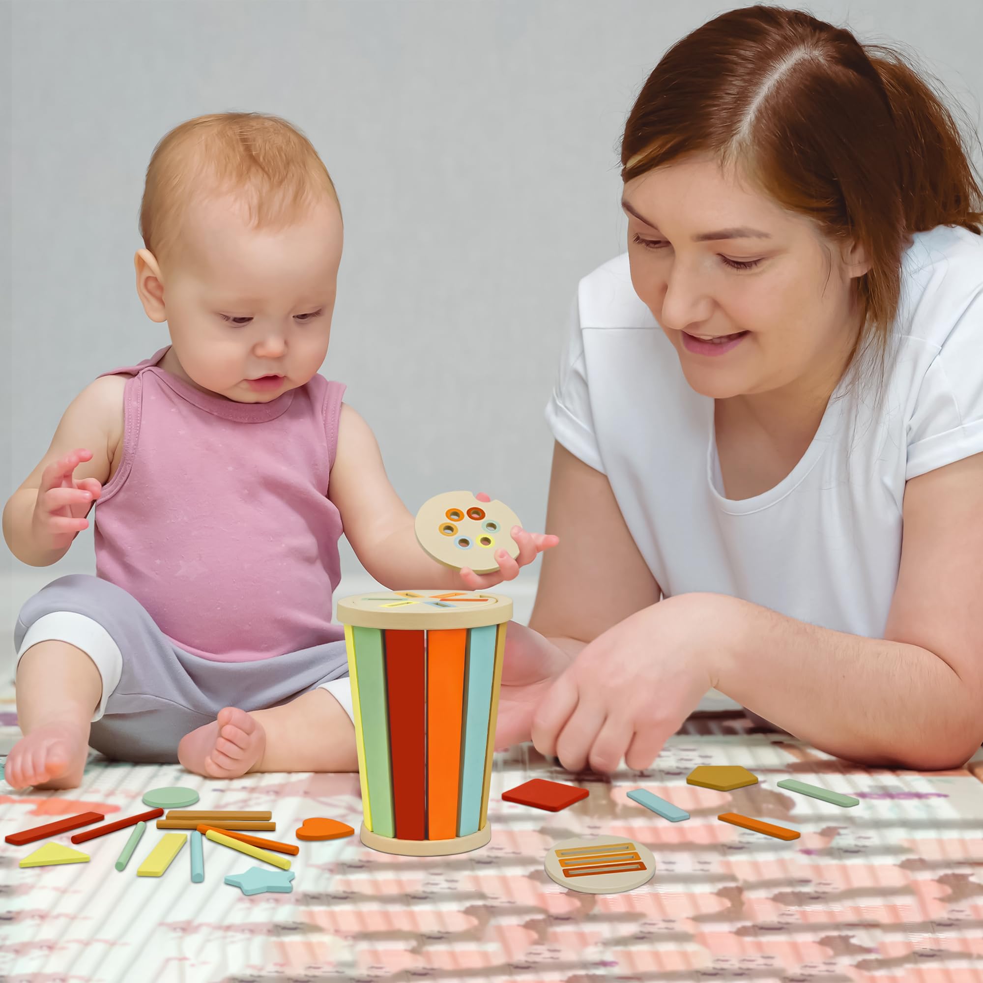 VingaHouse 3-in-1 Montessori Holzspielzeug – Farb- Und Formsortierer Ab 1 Jahr – Mit Eimer, 3 Deckeln, 6 Blöcken & Stäben – Inkl. Aufbewahrungstasche VingaHouse 3-in-1 Montessori Holzspielzeug – Farb- Und Formsortierer Ab 1 Jahr – Mit Eimer, 3 Deckeln, 6 Blöcken & Stäben – Inkl. Aufbewahrungstasche