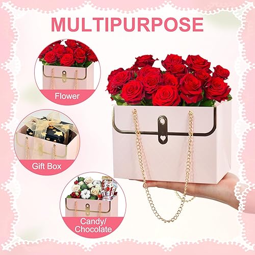 Miniatura 9 de BEISHIDA 4 cajas rectangulares negras para ramo de flores, bolsa de regalo de papel para manualidades con asa para embalaje de ramos, envoltura