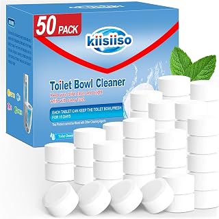 KIISIISO 50-Pack Toilet Tank Cleaner Tablets - Bleach Automatic Bowl Cleaners, 15-Day Stain Removal, Descaling & Deodorizing Freshness