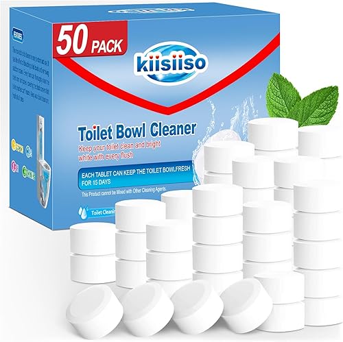 KIISIISO Tabletas limpiadoras de inodoro 50 UNIDADES, limpiadores automáticos con blanqueador para la cisterna del inodoro, frescura duradera en el