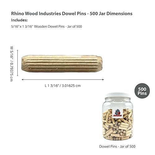 Vista 136 de 1/4" x 1" - Paquete de 500 pasadores de madera - Secados al horno, estriados y biselados (1/4" x 1", 500 unidades)