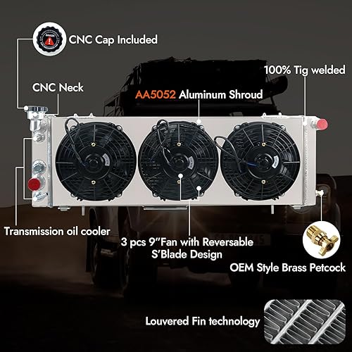 Miniatura 20 de CU1193 Radiador de aluminio para Jeep Cherokee Radiador 1984-2001 para Jeep Comanche 1987-1990 para Jeep Wagoneer 84-90 2.8L V6 / 4.0L L6 Gas 3