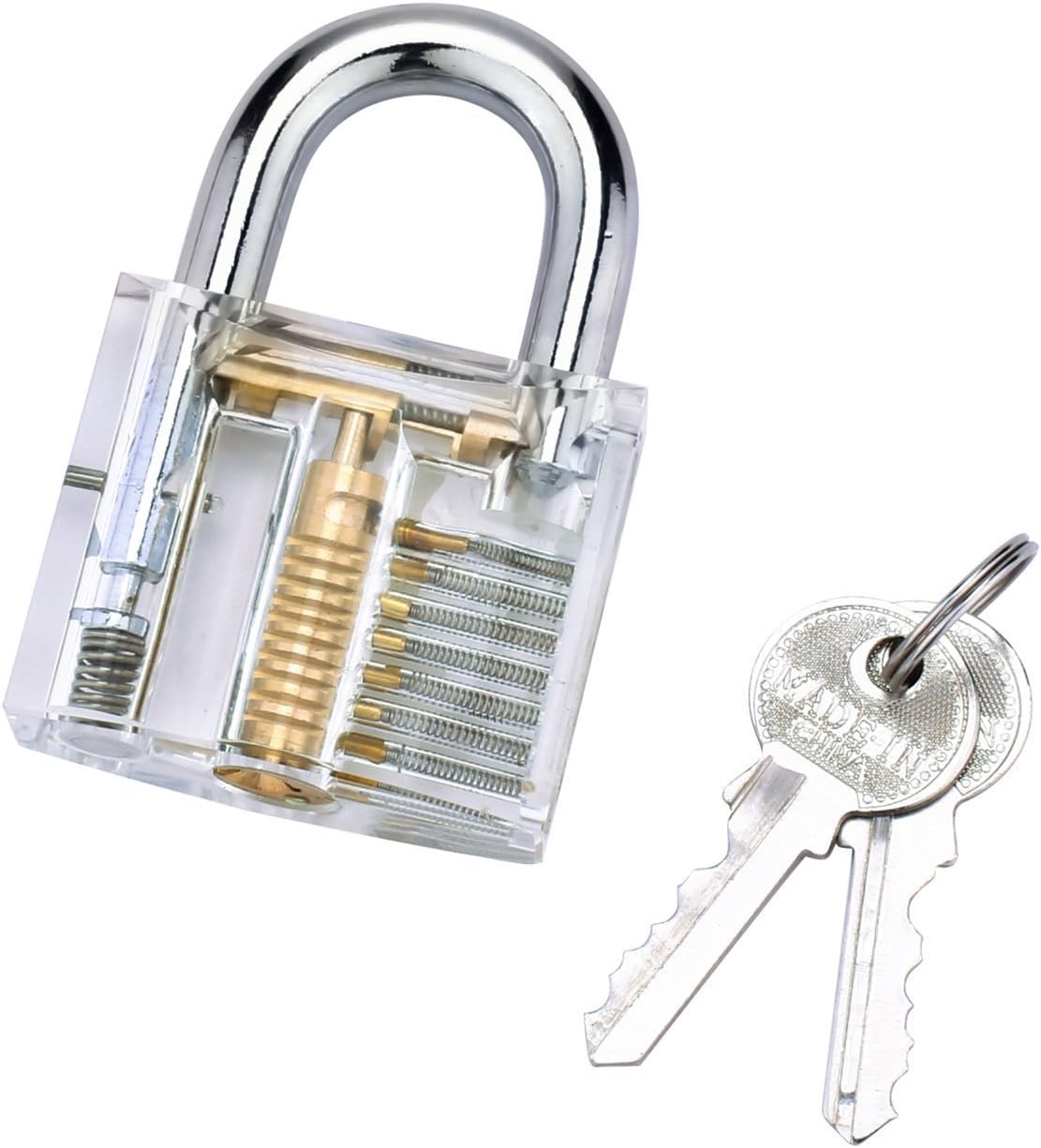 Transparent Lock- SUYIZN® Training Lock Professional Cutaway Inside View of Practice Keyed Padlocks Training Skill Pick for Locksmith with 2 Keys ZKQ97