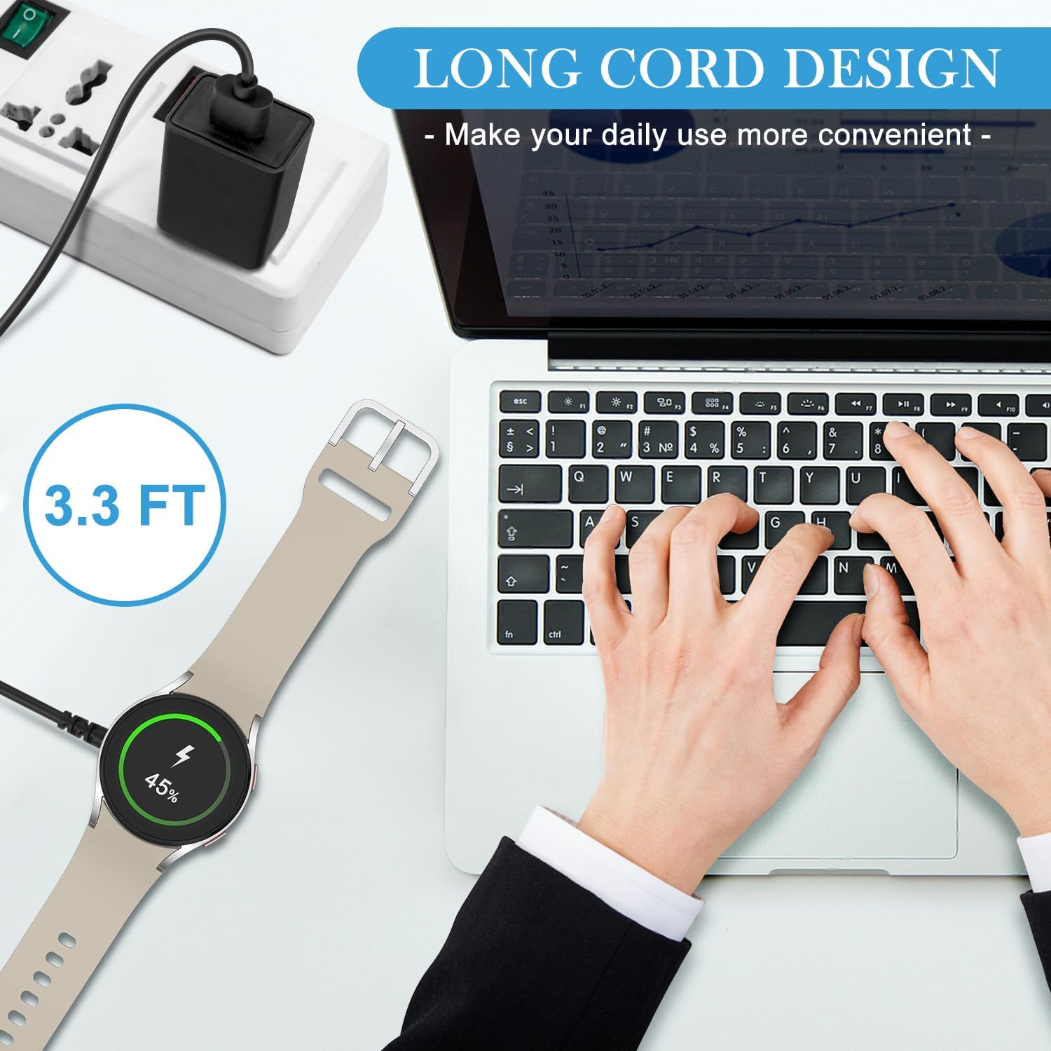 Magnetic Fast Charger for Samsung Galaxy Watch Ultra/FE/8/8 Classic/7/6/6 Classic/5/5 Pro/4/4 Classic/3/Active 2/Active with Charging Cable (1 m) - Image 8