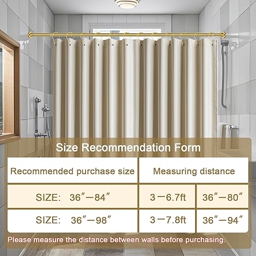 Miniatura 9 de Barra de cortina de ducha de 36 a 84 pulgadas (3-7 pies), barra de ducha ajustable antioxidante, tensión de resorte, antideslizante, sin