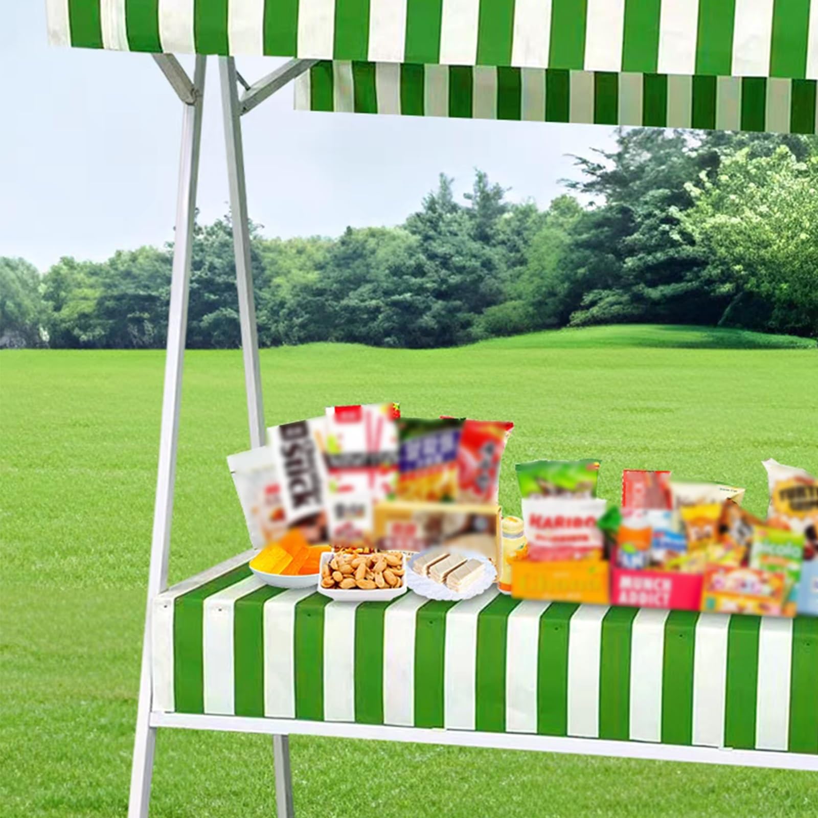 Bancarella per mercatino,stand di concessioni pieghevole, espositore leggero per bancarelle del mercato,telaio in acciaio al carbonio, capacità di carico di 150 kg(Yellow stripes,110x60x200cm)