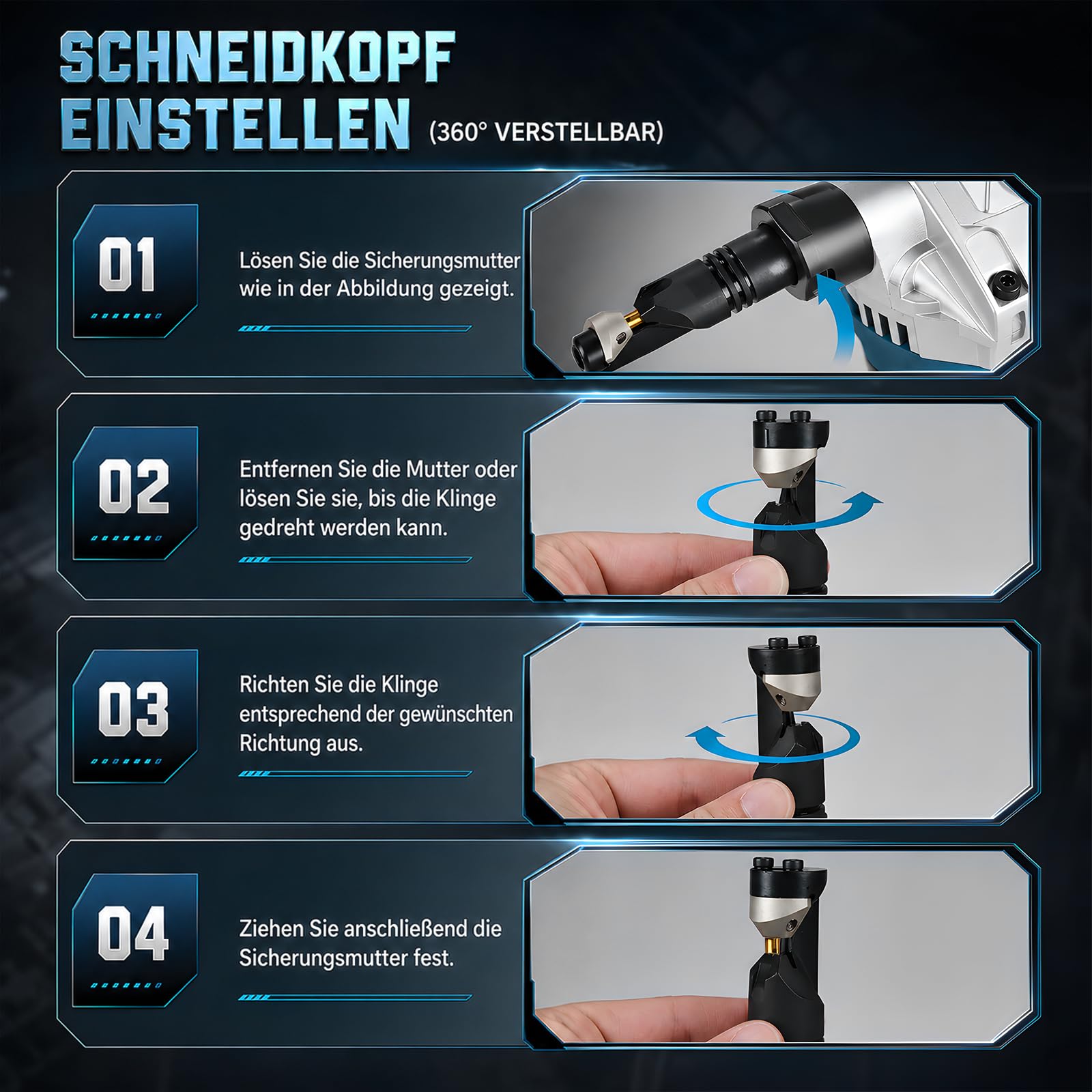 Blechknabber, Akkubetriebener Metallknabber Kompatibel mit Makita 18v Akku