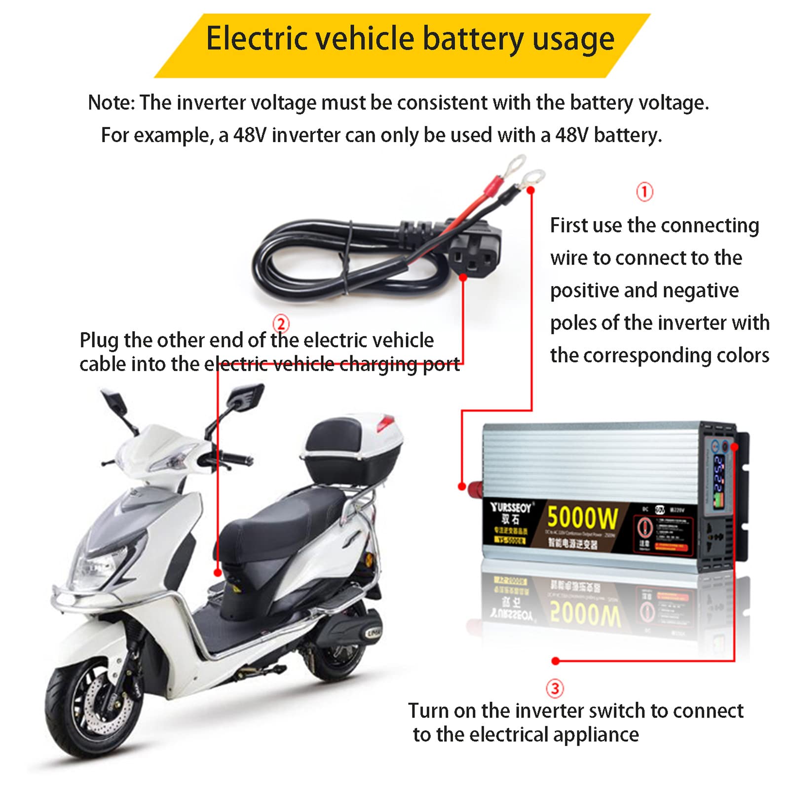 Inversor 12V 24V 48V 60V 220V 8000w Conversor Energia 12V 220V, DC AC Power Inverter para Acampar, Coche,24V