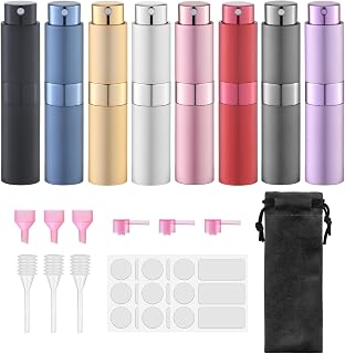 Fusupak Perfume Atomizer Travel Bottle Refillable: Cologne Sprayer Portable for Men - Mini Spray Empty for Refill - 8ml Small Size 8PCS Multicolor