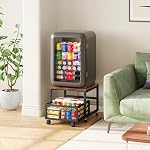 HOOBRO Mini Fridge Stand with Movable Storage Basket, Mini Fridge Cabinet with Wheels and Adjustable Feet, Sturdy Metal Frame, for Home, Apartment, Office, Dorm, Rustic Brown and Black BF155TL01