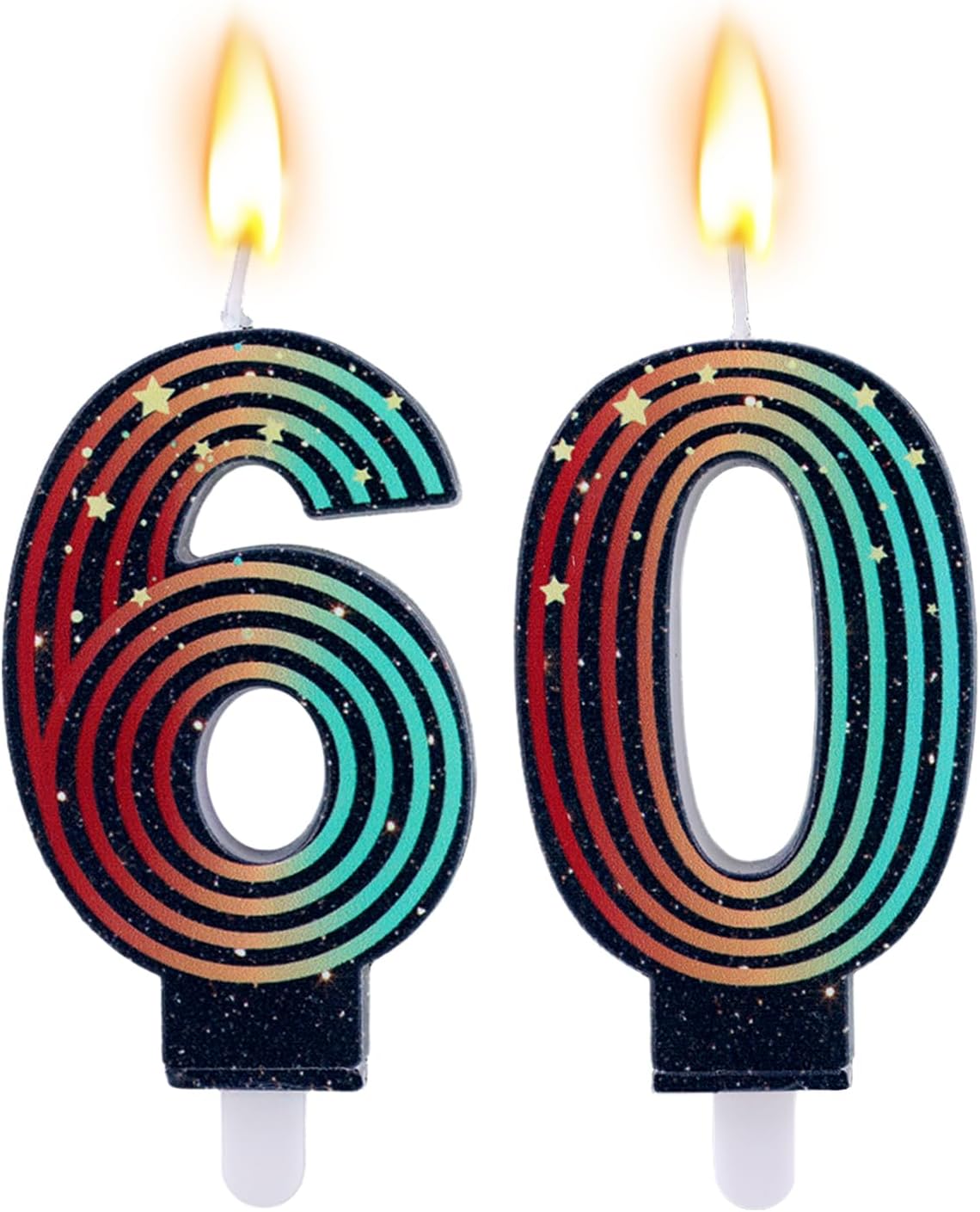 2pcs Birthday Candles, Colorful Retro-Themed Number Candle