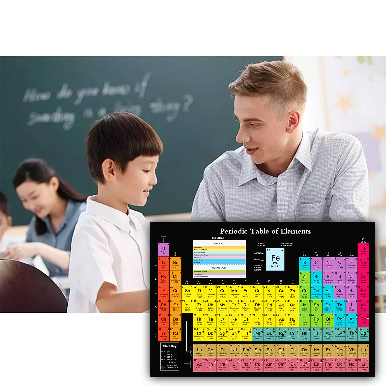 Kvsyaw Periodic Table Science Poster With Real Elements 2023 Black ...