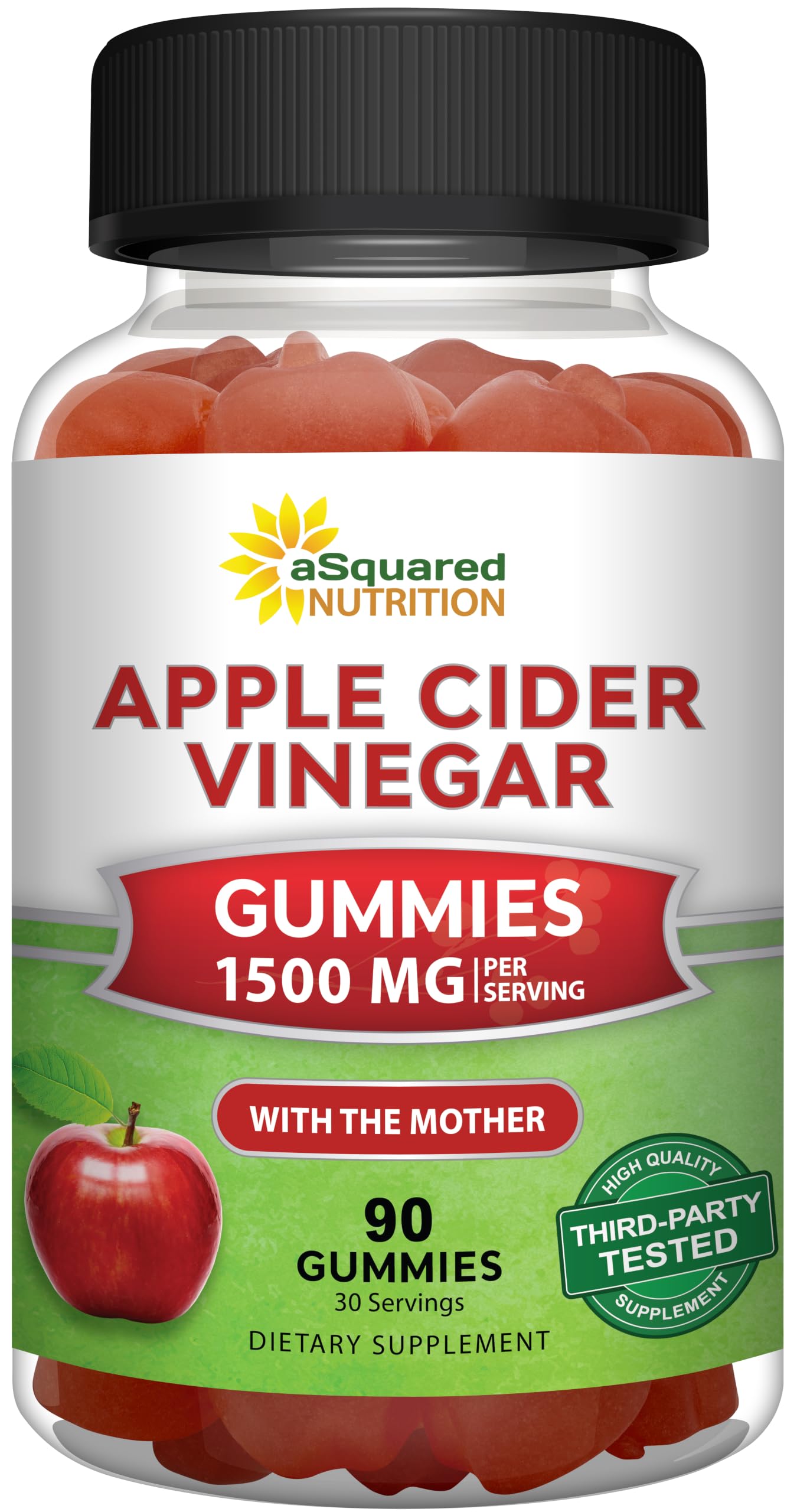 Apple Cider Vinegar Gummies - 1500mg/Serving - ACV Supplement with Mother