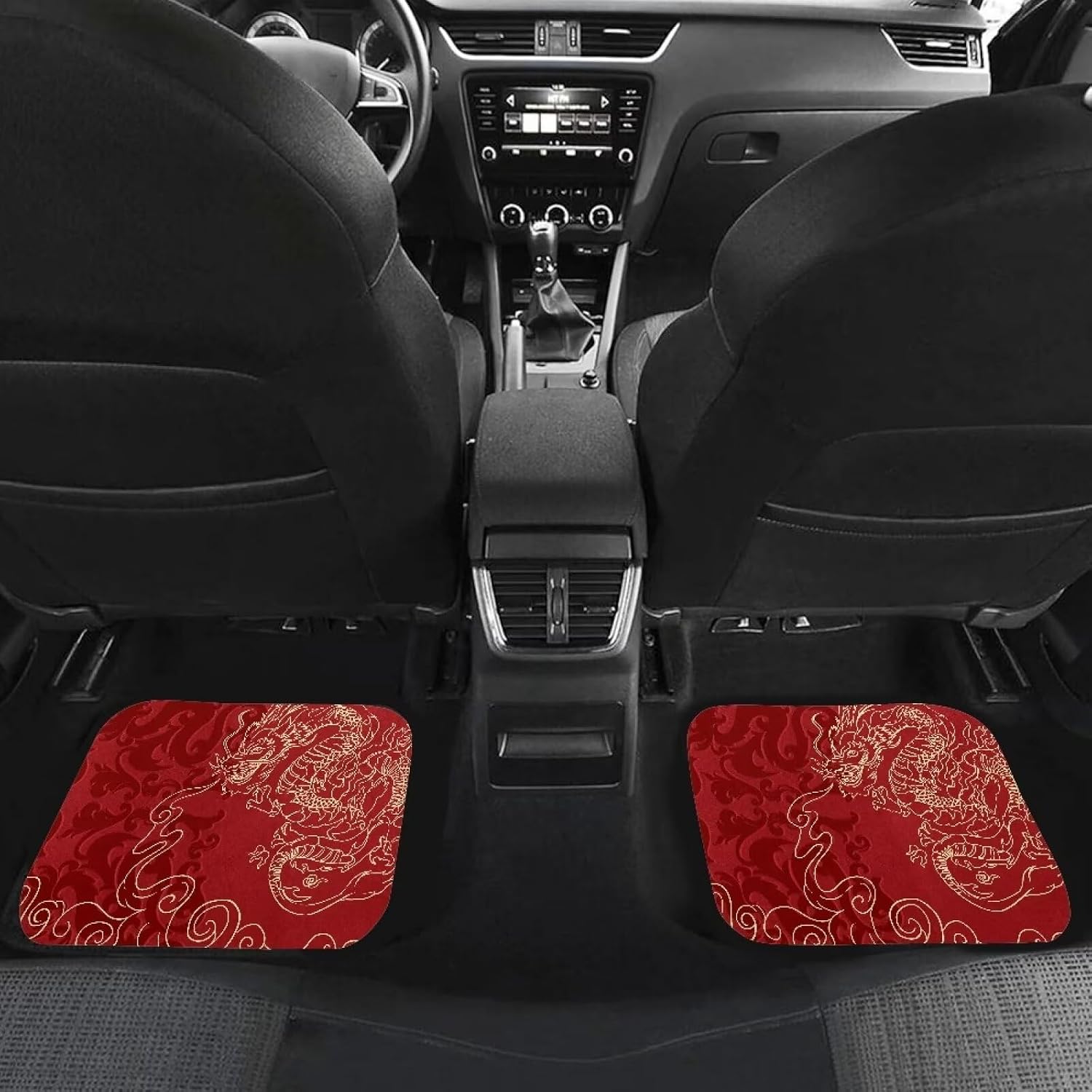 Car Floor Mats Full Set 4 Pcs, Red Dragon Automotive Floor Pads, All Weather Floor Carpet Full Set, Easy to Clean, Universal Fits SUV Van Sedan