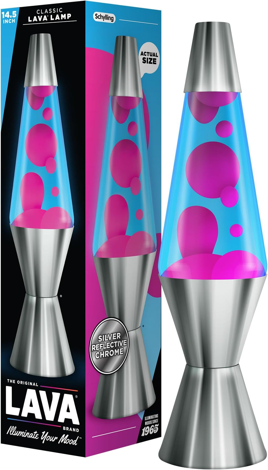 The Original Lava® Lamp - 14.5" Techno Chrome - Classic Liquid Motion Lamp - Pink Lava and Blue Liquid - Item #2097 (Amazon Exclusive)