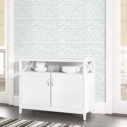 Miniatura 8 de Heroad Papel tapiz botánico de despegar y pegar, papel adhesivo verde, papel tapiz bohemio tropical extraíble, autoadhesivo, para gabinete,