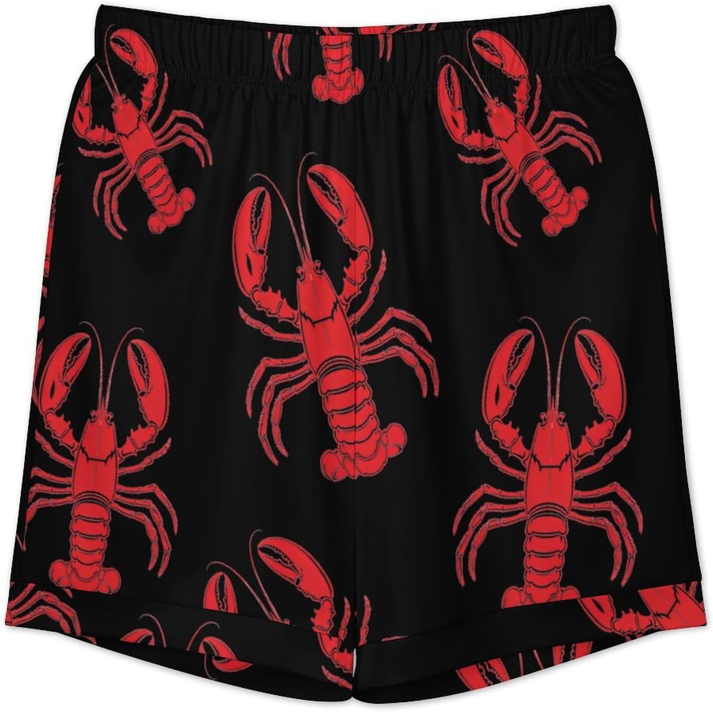 Lobster Logo Men's Short Sleeve Pajama Set Satin Silk Like Lounge Sleepwear