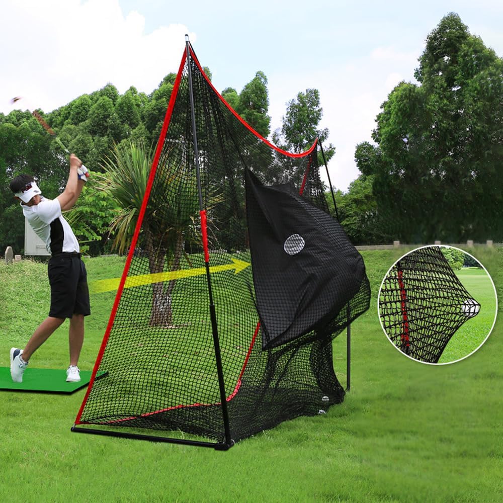Golf Chipping Practice Net, Golf Hitting Accessories Net with Double-Sided Protection, Impact-Resistant/Anti-Rebound for Garden Garage Backyard Indoor Outdoor