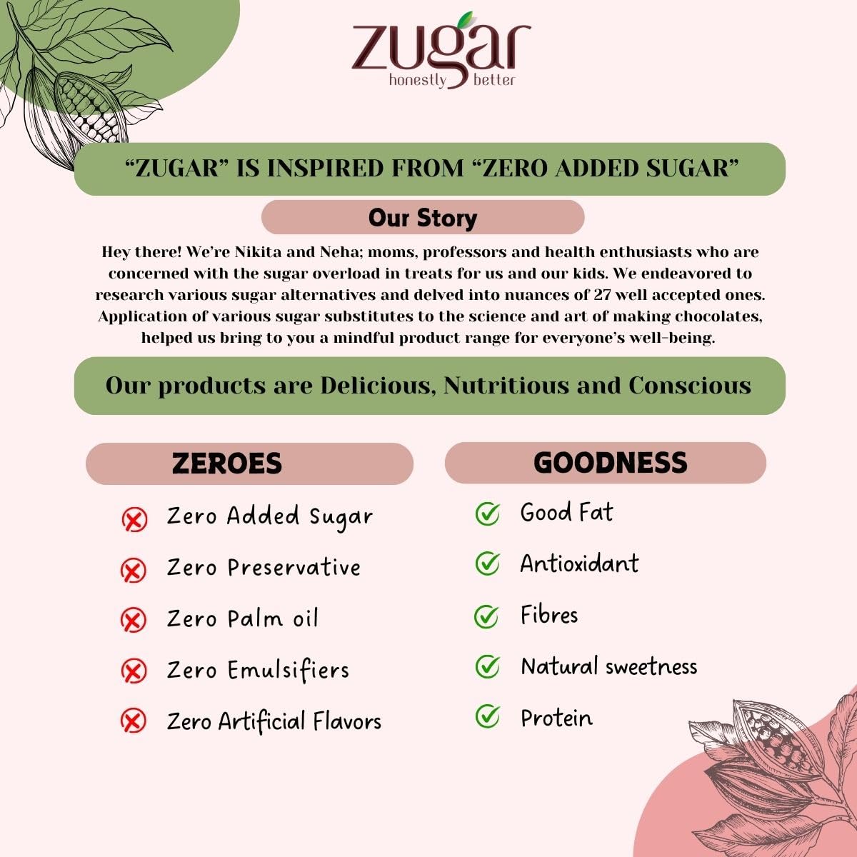 Zugar 49% Hazelnut Dark Milk Chocolate I Zero Added Sugar|Sweetened With Monk Fruit|Tooth-Friendly|No Palm Oil|Diabetic Friendly|Sugar Free 20 Gm Each (Pack Of 5) 3
