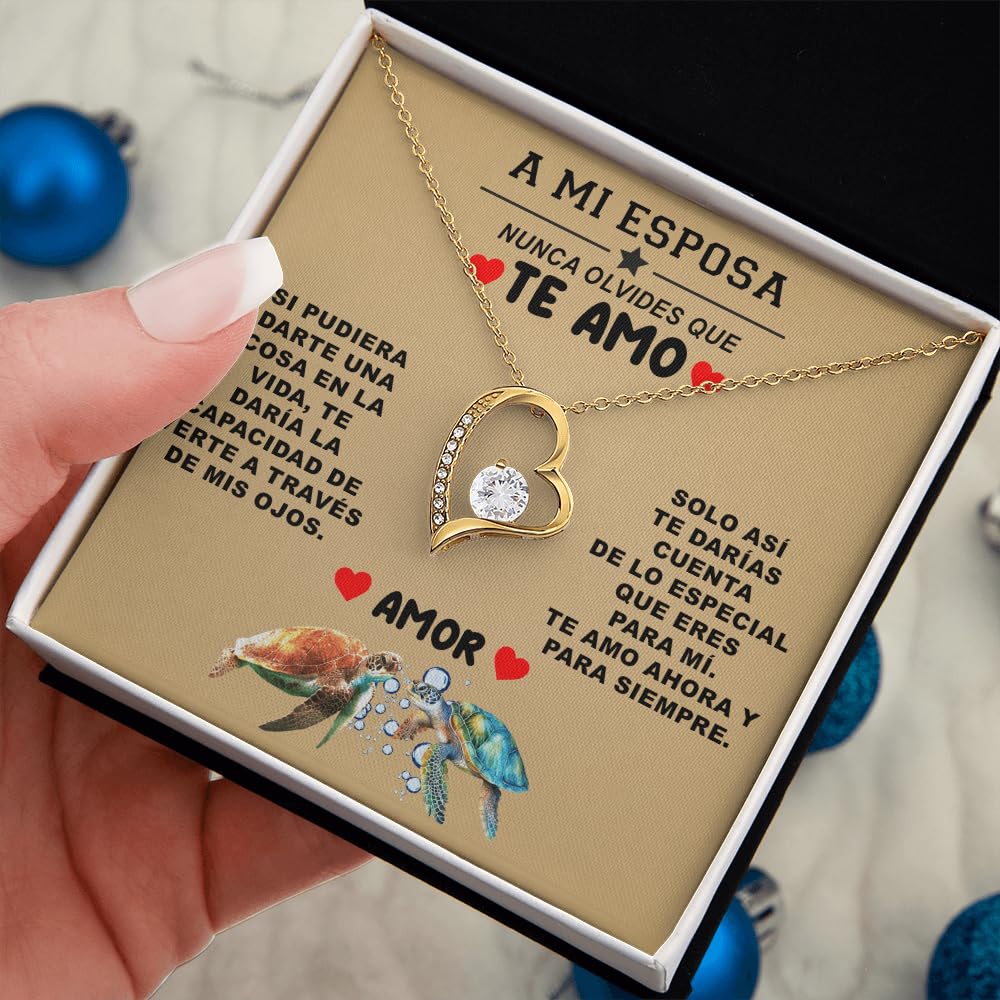 Bramart Collar Mujer A Mi Esposa Idea de Regalo para Ella Acabado en Plata y Oro Joyería Aniversario de Boda Ideas de Regalos - Estuche con DEDICATORIA incluida