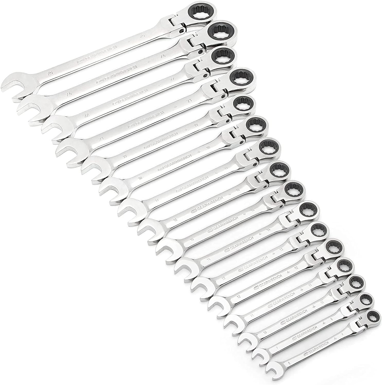 Hottest Sale GEARWRENCH 16 Pc. 12 Pt. Flex Head Ratcheting Combination Wrench Set, Metric - 9902D Super Deal Product GEARWRENCH 16 Pc. 12 Pt. Flex Head Ratcheting Combination Wrench Set, Metric - 9902D