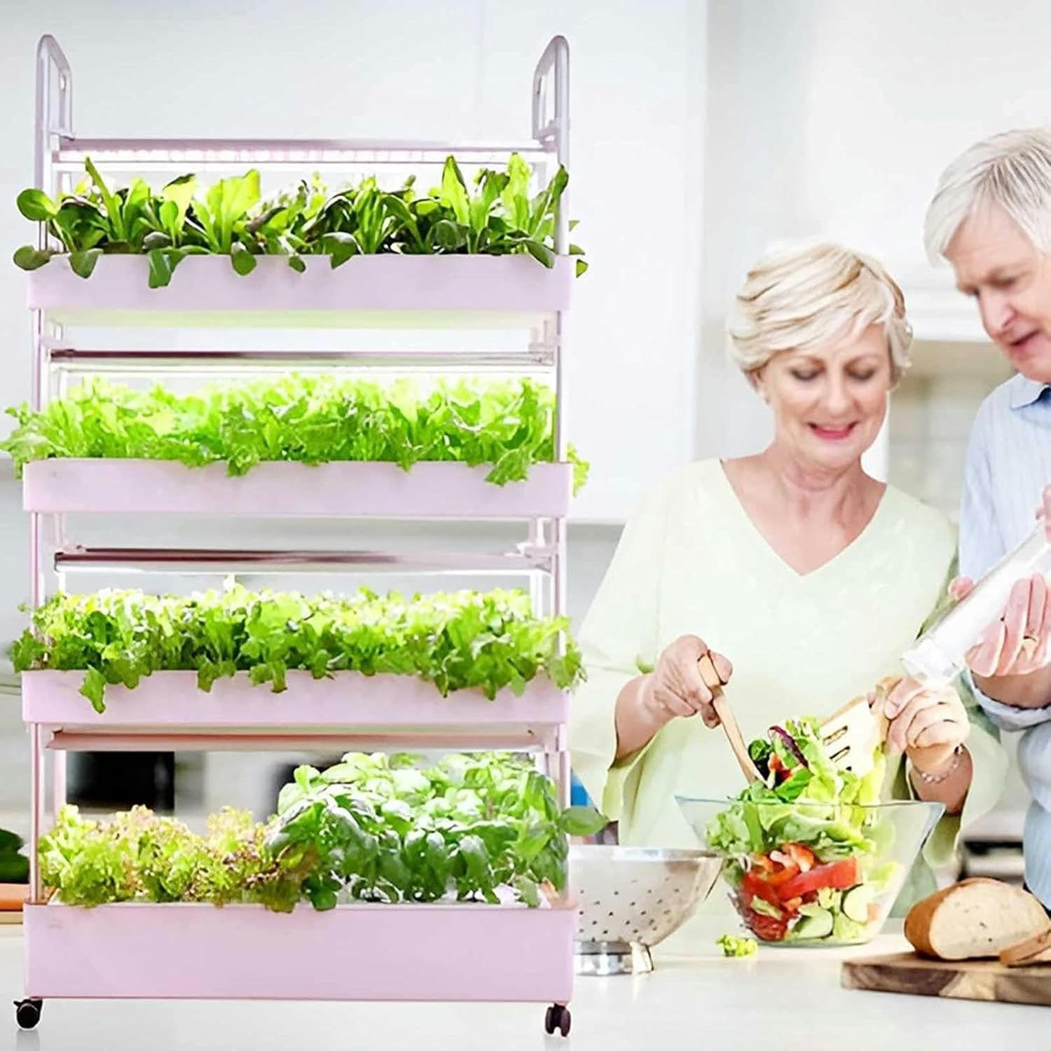 Hydroponics Tower, 48/64 Hole Garden Hydroponic Growing System with LED Grow Light, Planting Spaces PVC Vegetables Aeroponics Grow Kit, for Fruits and Vegetables,64h