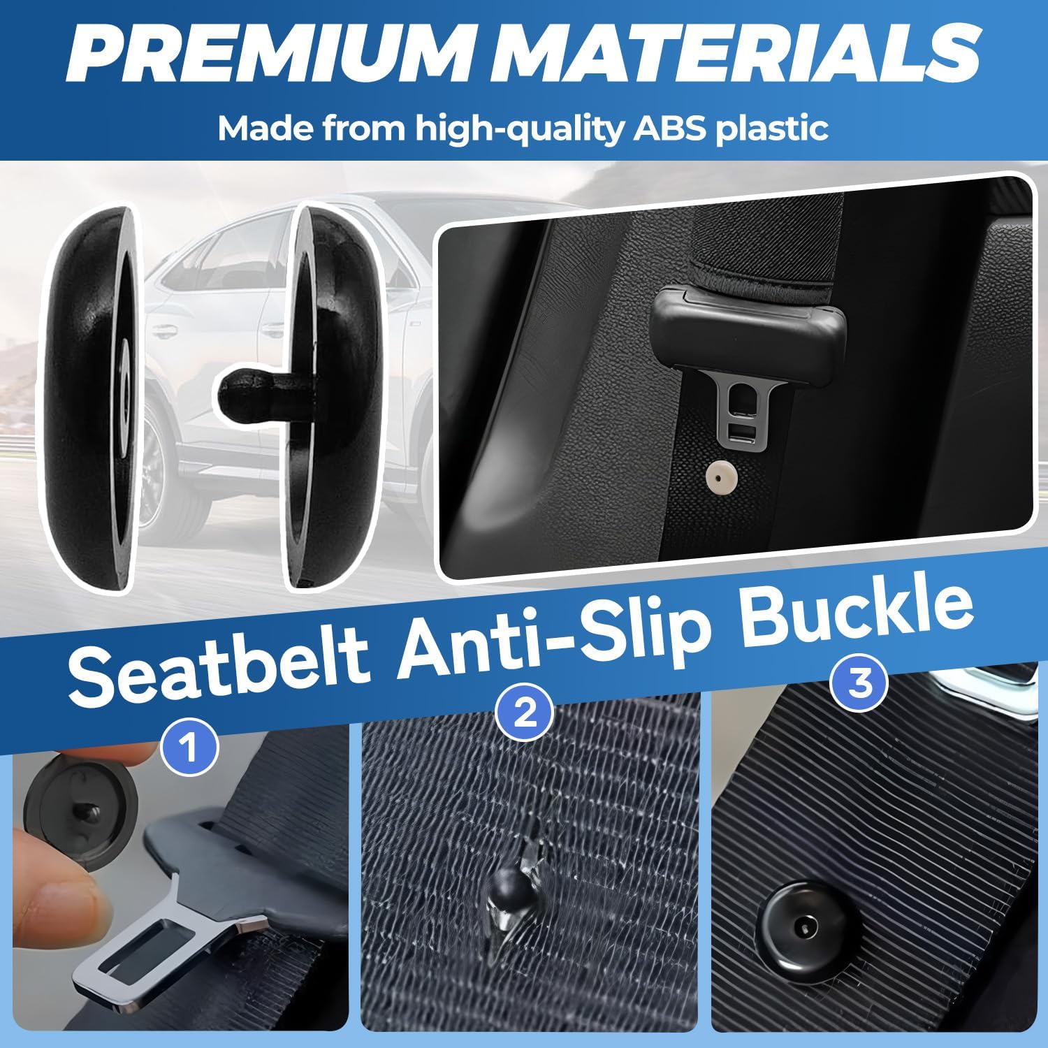 5 Sets Universal Fit Seat Belt Stopper Kit,Black Snap-on Safety Belt Button Stop,Plastic Seat Belt Button Buckle Clip Stop,Prevent Belt Clip Buckle from Sliding Down (Black)