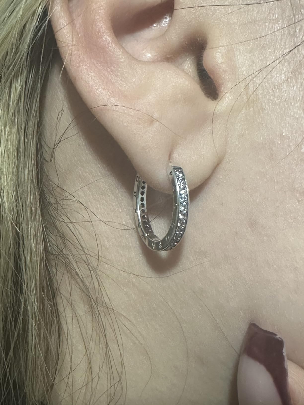 PANDORA Sparkle and PANDORA Logo Hoop Earrings - UAE | Ubuy